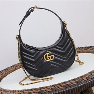 Gu.cci GG Marmont Half Moon Shaped Mini Bag Black 699514