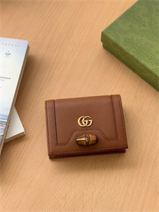 Gu.cci Diana Card Case Wallet Brown Leather 658244