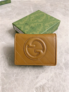 Gu.cci Blondie Card Case Wallet Brown Leather 760317