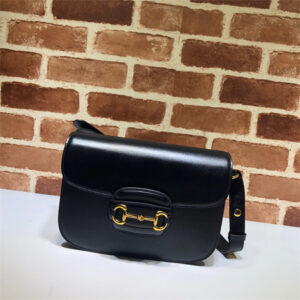 Gu.cci Horsebit 1955 Shoulder Bag Black Leather 602204