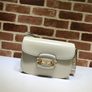 Gu.cci Horsebit 1955 Shoulder Bag White Leather 602204