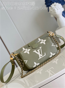 L.V  Multi Pochette Accessories Monogram Empreinte Grained Cowhide Green M80399