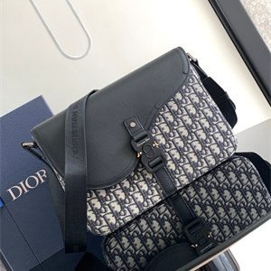 Dior Saddle Messenger Bag Oblique Jacquard With Grained Calfskin