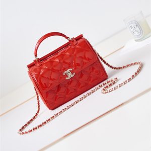 Cha.nel Small Box Bag Patent Calfskin & Gold-Tone Metal Red AS4511