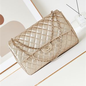 Cha.nel CF Airport Bag Calfskin Gold Tone Metal Gold AS4661