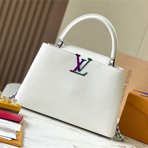 L.V Capucines MM Bag Taurillon Leather White M22055
