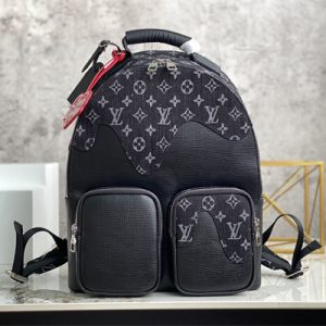 L.V MultiPocket Backpack Taurillon Leather& Monogram Denim Black M45973