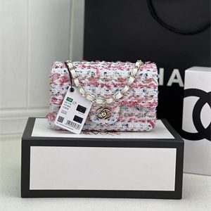Cha.nel Mini Classic Flap Bag Tweed Gold Tone Metal Colorful A01116