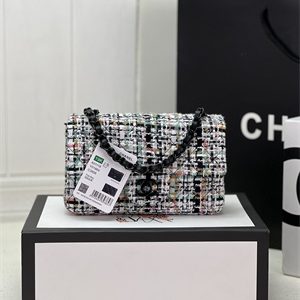 Cha.nel Mini Classic Flap Bag Tweed Colorful Black Tone Metal A01116