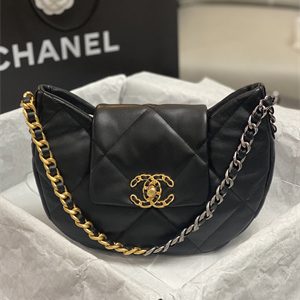 Chanel 19 Handbag Hobo Bag Lambskin Black AS4638