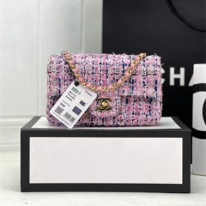 Cha.nel Mini Classic Flap Bag Tweed Gold Tone Metal Colorful A01116