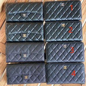 Cha.nel Zipper Long Wallet Lambskin/ Grained Calfskin Black A50097