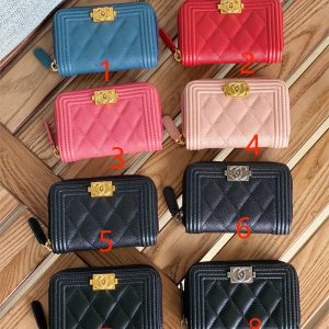 Cha.nel Classic Zipper Card Holder Lambskin/ Grained Calfskin A80602