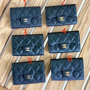 Cha.nel Classic Card Holder Lambskin/ Grained Calfskin Black A80799