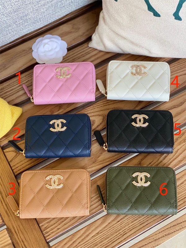 Cha.nel Classic Zipper Card Holder Grained Calfskin AP3045