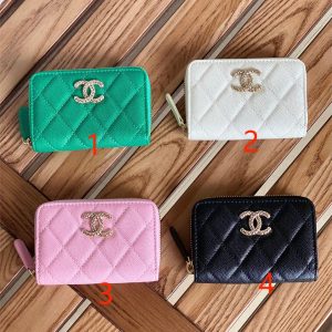 Cha.nel Classic Zipper Card Holder Grained Calfskin AP3185