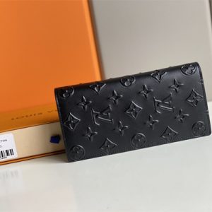 L.V Brazza Wallet Monogram Seal Cowhider Leather Black M80503