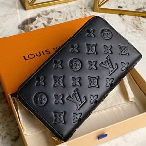 L.V Zippy Wallet Monogram Embossed Lambskin Black M81510