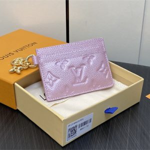 L.V Charms Card Holder Monogram Empreinte Iridescent Pink M82132