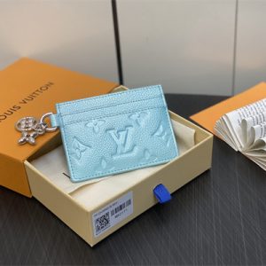 L.V Charms Card Holder Monogram Empreinte Iridescent Blue M82171
