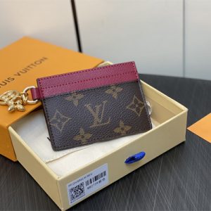 L.V Charms Card Holder Monogram Canvas Purple Red M82739