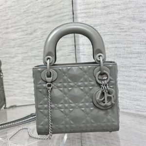 CD Mini Lady Di.or Bag Cannage Calfskin With Diamond Motif Grey Color
