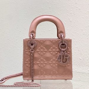 CD Mini Lady Di.or Bag Cannage Calfskin With Diamond Motif  Pink