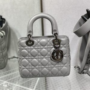 CD Small Lady Di.or My ABCDior Bag Cannage Lambskin Guncolor Tone Metal Grey
