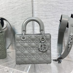 CD Small Lady Di.or My ABCDior Bag Cannage Calfskin With Diamond Motif Grey