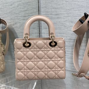 CD Small Lady Di.or My ABCDior Bag Cannage Lambskin Gold Tone Metal Powder Pink