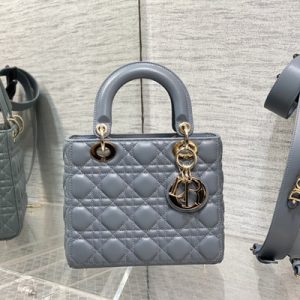 CD Small Lady Di.or My ABCDior Bag Cannage Lambskin Gold Tone Metal Cloud Blue