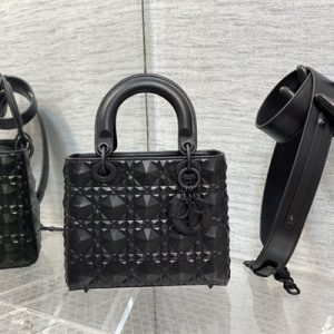 CD Small Lady Di.or My ABCDior Bag Cannage Calfskin With Diamond Motif Black