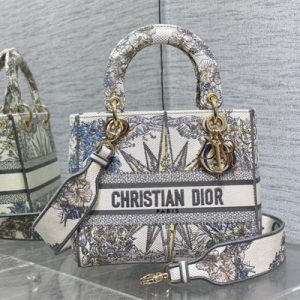 CD Medium Lady Di.or D-Lite Bag R??ve d'Infini  Embroidery White and Multicolor