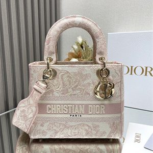 CD Medium Lady Di.or D-Lite Bag Toile de Jouy Embroidery Rose Des Vents