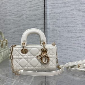 CD Lady D-Joy Micro Bag Cannage Lambskin Gold Tone Metal Latte