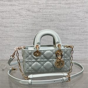 CD Lady D-Joy Micro Bag Cannage Lambskin Gold Tone Metal Placid Blue
