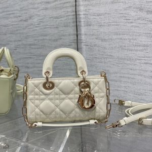 CD Lady D-Joy Micro Bag Patent Cannage Calfskin Gold Tone Metal Latte