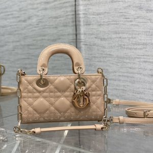 CD Lady D-Joy Micro Bag Patent Cannage Calfskin Gold Tone Metal Nude Pink