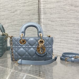 CD Lady D-Joy Micro Bag Cannage Lambskin Gold Tone Metal Cloud Blue