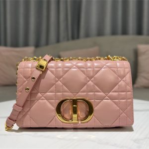 CD Medium Di.or Caro Bag Quilted Macrocannage Calfskin Gold Tone Metal Pink