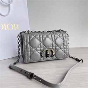 CD Medium Di.or Caro Bag Quilted Macrocannage Calfskin Guncolor Tone Metal Grey