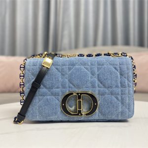 CD Medium Di.or Caro Bag Macrocannage Denim Blue
