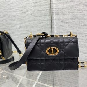 CD Miss Caro Mini Bag Macrocannage Lambskin Gold Tone Metal Black