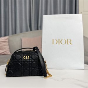 CD Caro D-Cosy Mini Bag Supple Cannage Calfskin Gold Tone Metal Black