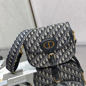 CD Large Di.or Bobby Bag Blue Oblique Jacquard With Blue Di.or Oblique Emb Shoulder Strap