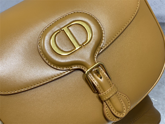 CD Large Di.or Bobby Bag Amber Box Calfskin With Blue Di.or Oblique Emb Shoulder Strap - Image 3