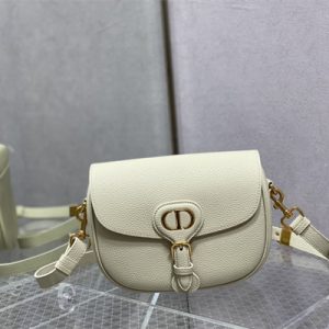 CD Medium Di.or Bobby Bag Grained Calfskin White