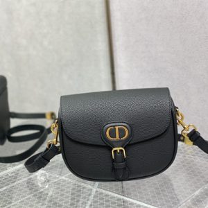 CD Medium Di.or Bobby Bag Grained Calfskin Black