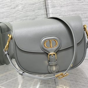 CD Medium Di.or Bobby Bag Box Calfskin Stone Grey