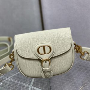 CD Small Di.or Bobby Bag Grained Calfskin White
